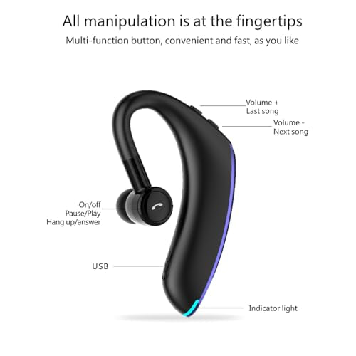 Bluetooth Earpiece Headphone Dual Noise Cancelling Mic Painless Open
