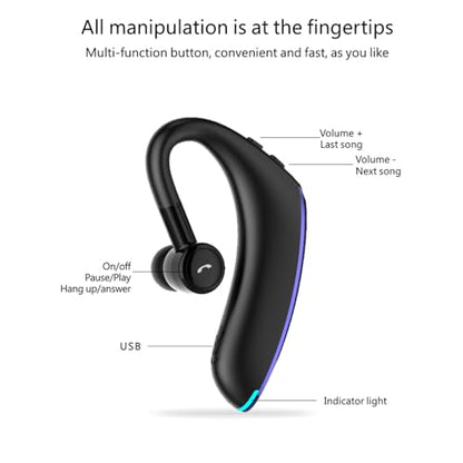 Bluetooth Earpiece Headphone Dual Noise Cancelling Mic Painless Open