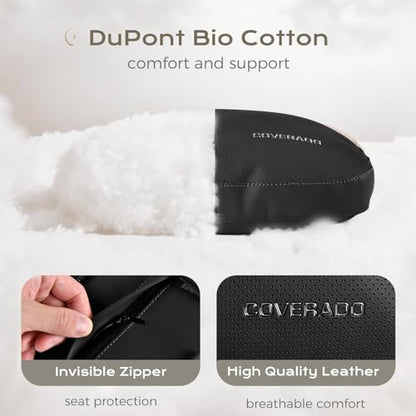 Leather Car Headrest Pillow Car Neck Pillow with Adjustable Strap