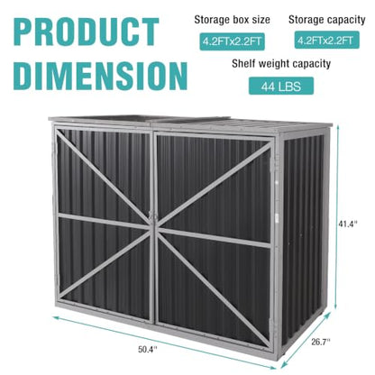 Outdoor Storage Shed 4.2x2.2FT with Metal Frame & Fir Wood