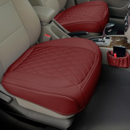 2 Pack Leather Front Car Seat Bottom Covers Red (2 Count)