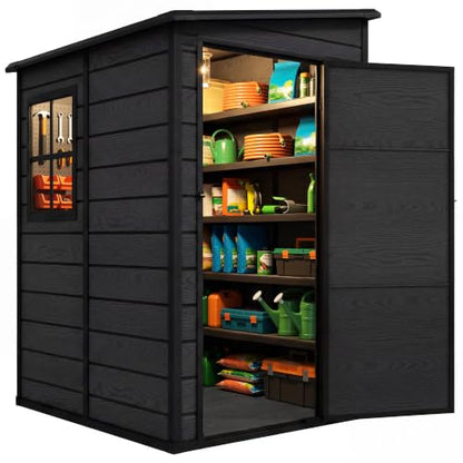 5x4 FT Resin Outdoor Storage Shed with Floor & Window