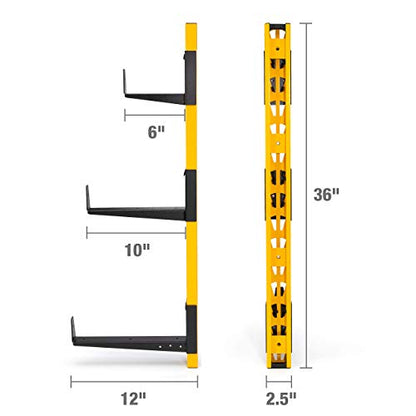 3 Piece Wall Mount Cantilever Wood and Lumber Storage Rack for Workshop Shelving (3 Count)