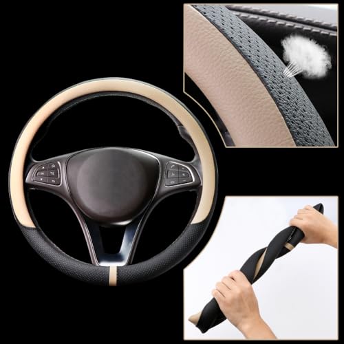Breathable Car Steering Wheel Cover 15 inch Auto Universal Leather Wrap Non