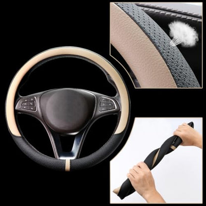 Breathable Car Steering Wheel Cover 15 inch Auto Universal Leather Wrap Non