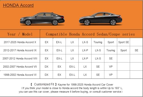 6 Layers Waterproof Car Cover for Honda Accord Sedan