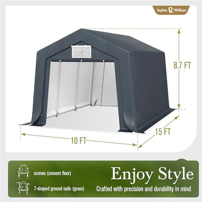 Carport Storage Shed 10x15 ft Portable