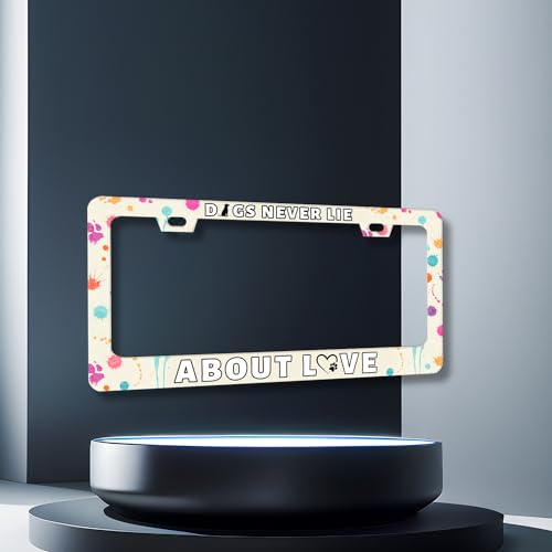 Stainless Steel Funny Dogs Text License Plate Frame 12.3 x 6.3 Inch