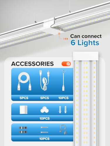 Super Bright 120W 5000K 20000LM Led Shop Lights 8FT Hanging&Surface Mount