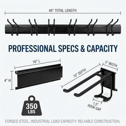 96 Inch Heavy Duty Wall Mount Garden Tool Organizer for Garage