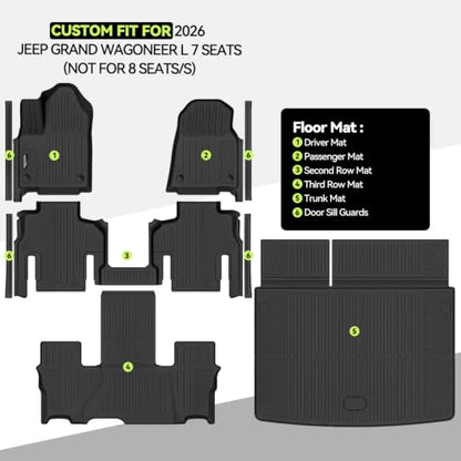 Floor Mat Set for 2026 Jeep Grand Wagoneer L 7 Seats