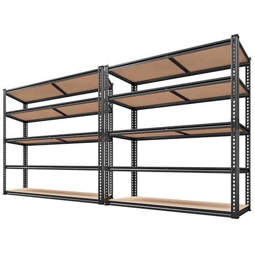 2500LBS Garage Shelving Heavy Duty 72''H Storage Shelves 40" W Heavy Duty 5 Tier Metal Shelves Adjustable Pantry Shelf for Closet Pantry Basement Kitchen Warehouse 72" H x 40" W x 20" D (2 Count)