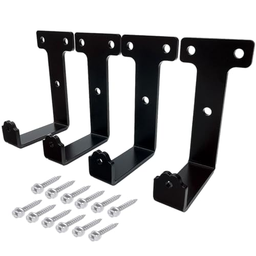 4 PCS black heavy duty metal flat j hooks for hanging 320 lbs (4 Count)