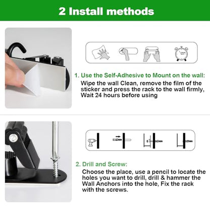 2 Pack] 5 Racks and 4 Hooks Mop and Broom Holder Wall Mount (2 Count)