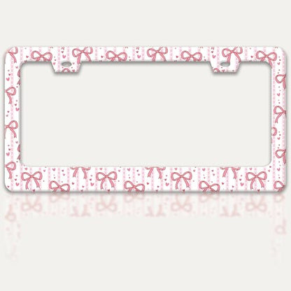 Pink Bow License Plate Frame Cute Bow License Plate Holder with Screws