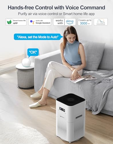 Smart Air Purifier for Home Large Room 3000Ft²