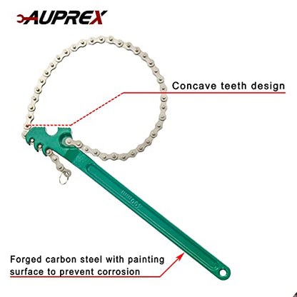 16 Inch Sturdy Adjustable Heavy Duty Ratcheting Chain Oil Filter Wrench Reversible Chain Style Pipe Fitter Wrench With Multi