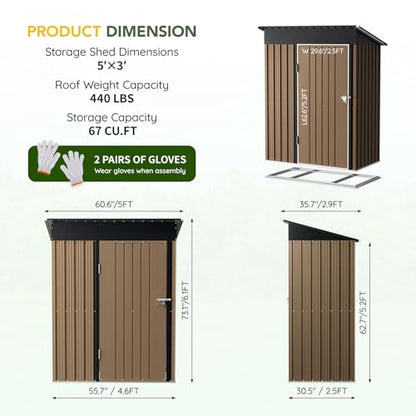 Vertical Outdoor Steel Storage Shed with Floor Frame