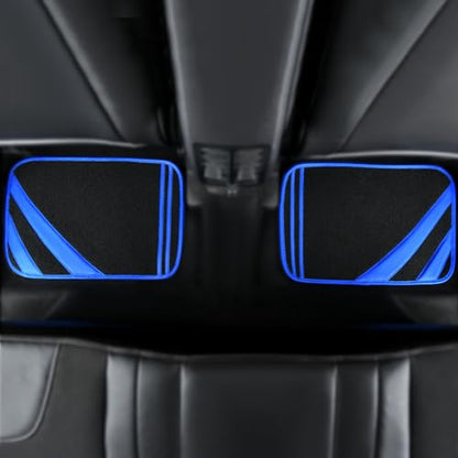 Faux Leather Car Mats Blue Edge Waterproof Car Floor Mats Car Carpet Mats 4 Pieces with Double Stitch Line Anti