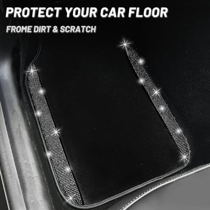 Black Bling Car Floor Mats Full Set