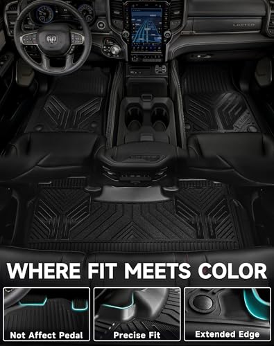 Premium Color TPE Floor Mats for Ram 1500 Crew Cab 2019