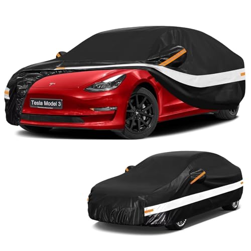 10 Layers Car Cover with Charger Port Custom Fit for Tesla Model 3