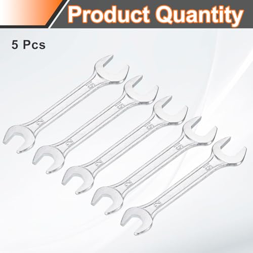 5pcs Double Open End Wrench 12mm x 15mm Metric 15 Degree Offset Angle Small Flat Head Wrench Galvanizing Open Ended Spanner for Automotive Repair Furniture Assembly (5 Count)