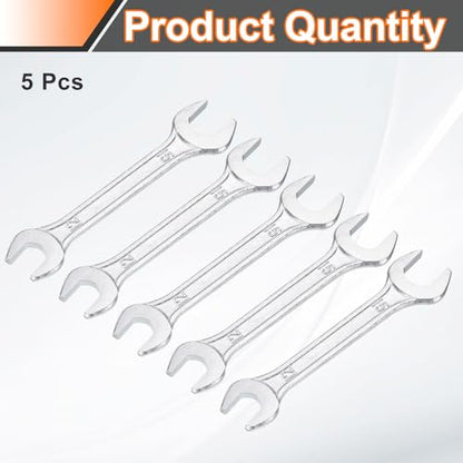 5pcs Double Open End Wrench 12mm x 15mm Metric 15 Degree Offset Angle Small Flat Head Wrench Galvanizing Open Ended Spanner for Automotive Repair Furniture Assembly (5 Count)