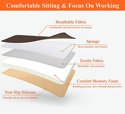 Memory Foam Car Seat Cushion for Driver and Office Chair Comfort