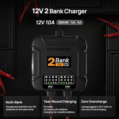 2 Bank Marine Battery Charger 5X2