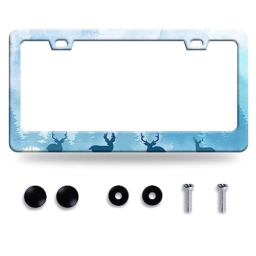 Deer License Plate Stainless Steel Car Parts Decorative 12.3"x6.3"