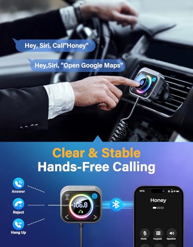 Bluetooth 6.0 Car Adapter FM & AUX HiFi Bass 96W Fast Charging (5 Count)