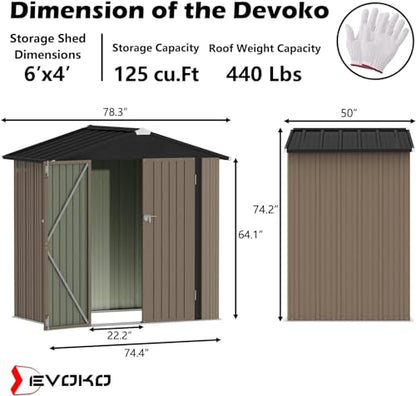 6x4 FT Outdoor Storage Shed
