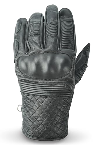 Leather Motorcycle Gloves for Men with Knuckle and Finger Protection Bike Riding Gloves with Magic Tape Closure Ideal for Spring