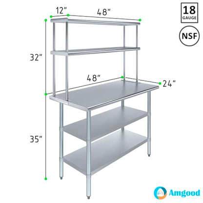 Stainless Steel Work Table with 2 Shelves