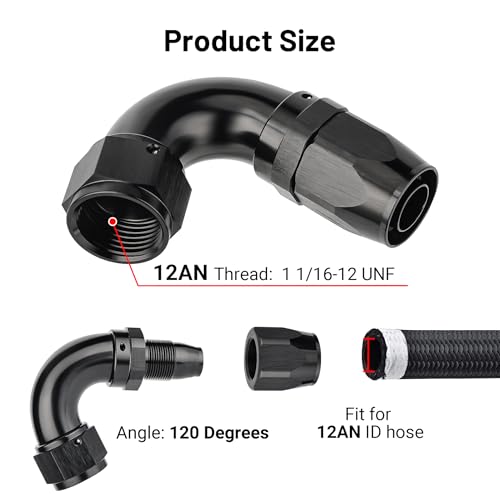 12AN 120 Degree One Piece Full Flow Hose End Fitting Swivel for CPE Braided Hose