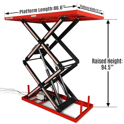 2200 lbs Capacity Stationary Powered Hydraulic Double Scissor Lift Table