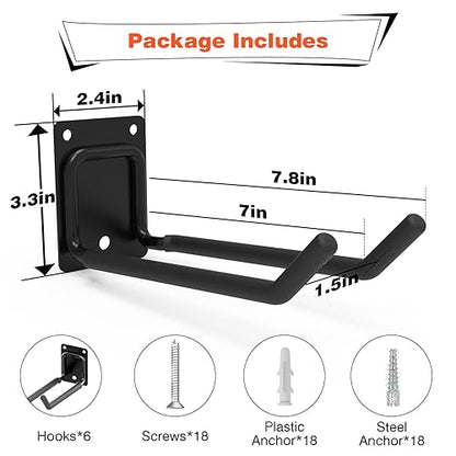 6 Pack 7.8 Inch Heavy Duty Garage Hooks (6 Count)