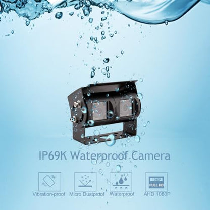 AHD 1080P 7" Rear View Backup Dual Twin Lens Waterproof Camera System