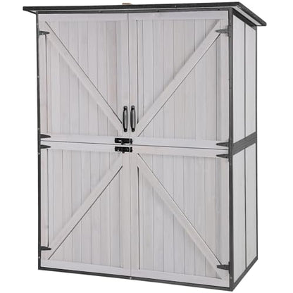 Outdoor Storage Shed Upgraded with Strong Metal Frame Garden Tool Shed Storage House Cabinet with Adjustable Shelfs and Wooden Floor 4.6 x 2.42FT