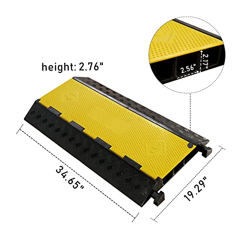Rubber Cable Ramp 3 Channel Drive Over Hose Cable Protector Outdoor 22000Lbs Load Capacity Wires Power Lines Extension Cord Cover Traffic Speed Bump 1 Pack