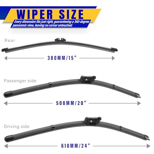 3 Wipers Fits Volvo XC90 2016