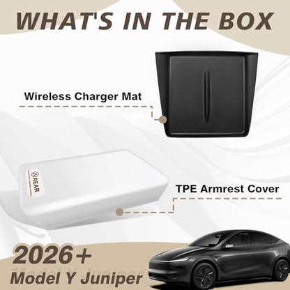 Armrest Cover & Charging Mat for 2026 2025 Model Y Juniper