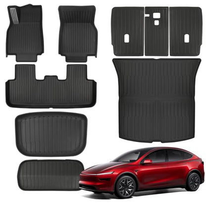 TPE Floor Mats fit for Tesla Model Y Juniper 2025 2026 All Weather Cargo Liner Cargo Trunk and Front Rear Cargo Mat Full Set