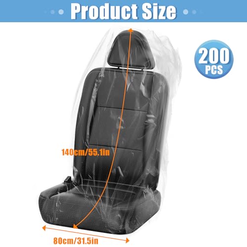 200 PCS Disposable Car Seat Covers Clear Plastic Vehicle Seat Protector