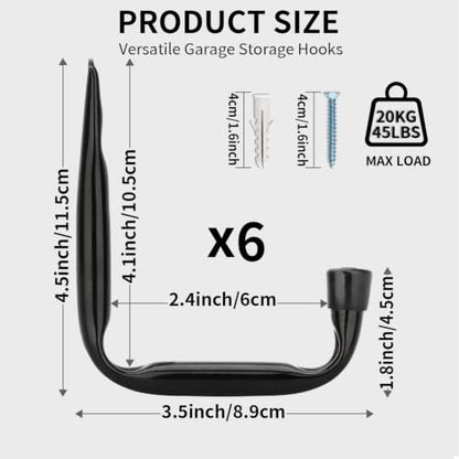 Garage Storage Hooks (6 Count)