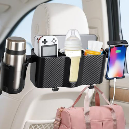 Car Back Seat Organizer with 2 Cup Holders & Tablet Holder