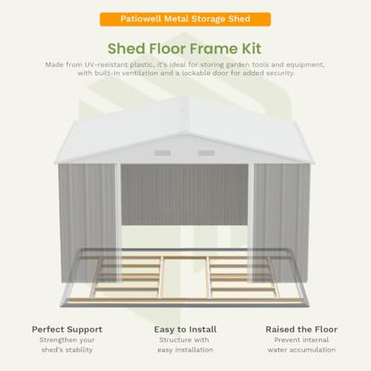 10x12 FT Outdoor Storage Shed with Floor Frame