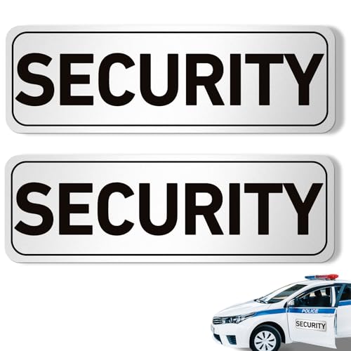 2 Pcs Security Officers Magnetic Signs Heavy Duty Reflective Security Sign Magnet Waterproof Magnetic Decals for Vehicles Cars Truck Rover Patrol 18 x 6 Inch White with Black Border (2 Count)