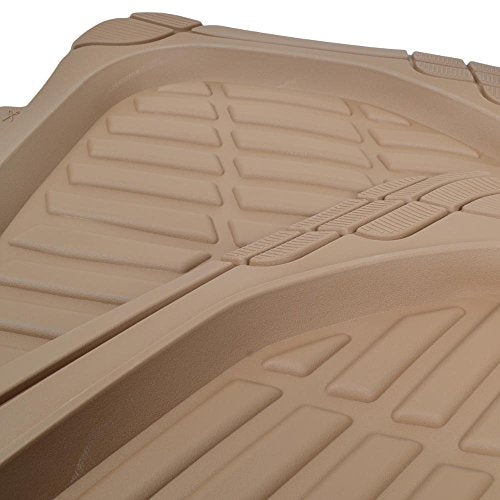 Beige Heavy Duty Front & Rear Rubber Floor Mats Universal Liners for Car SUV Van & Truck